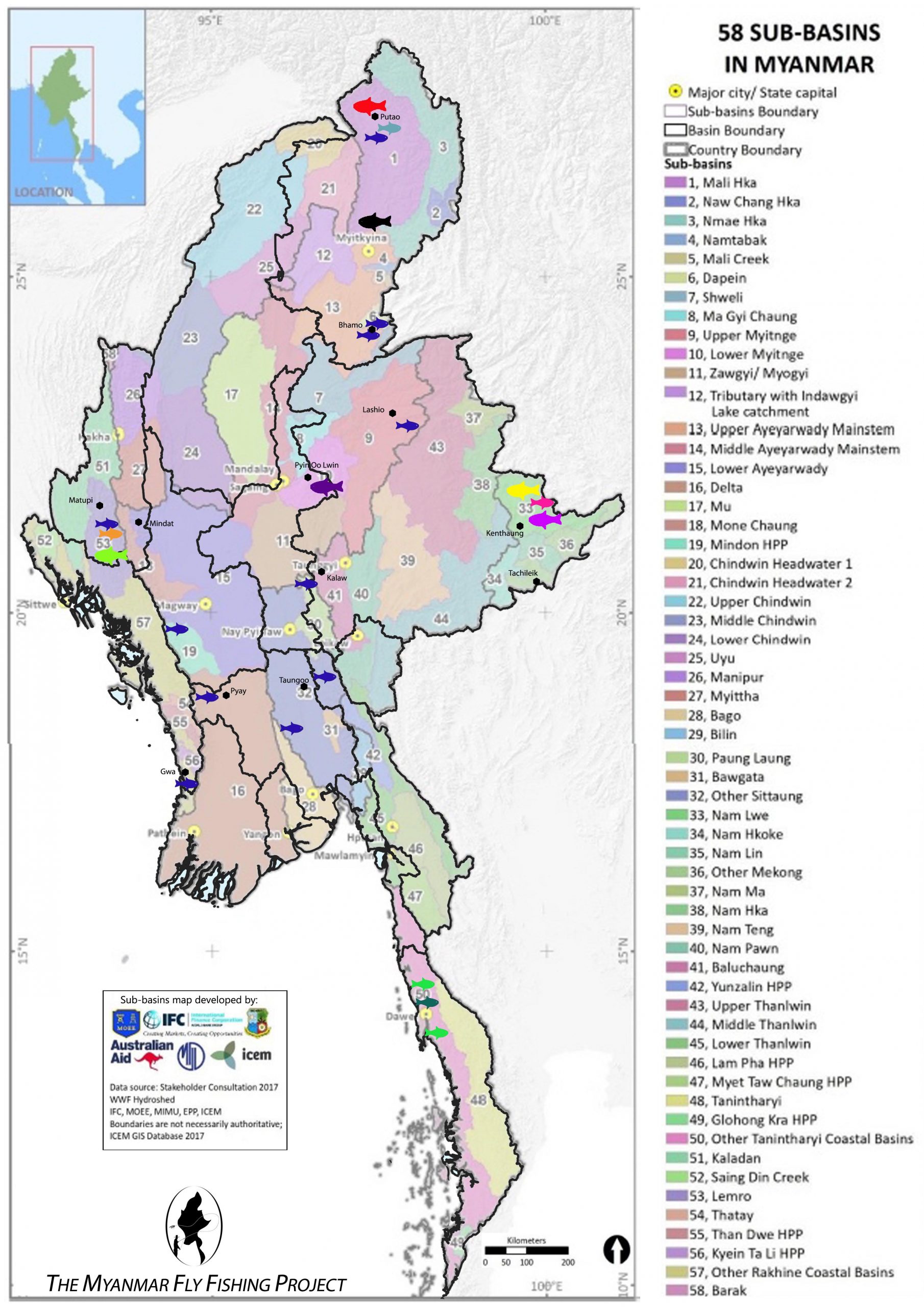 Mahseer Species Distribution across Myanmar
